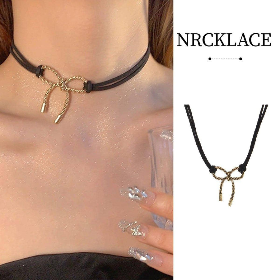Adjustable Black Bow Necklace for Women, Velvet Ribbon Pendant Gift