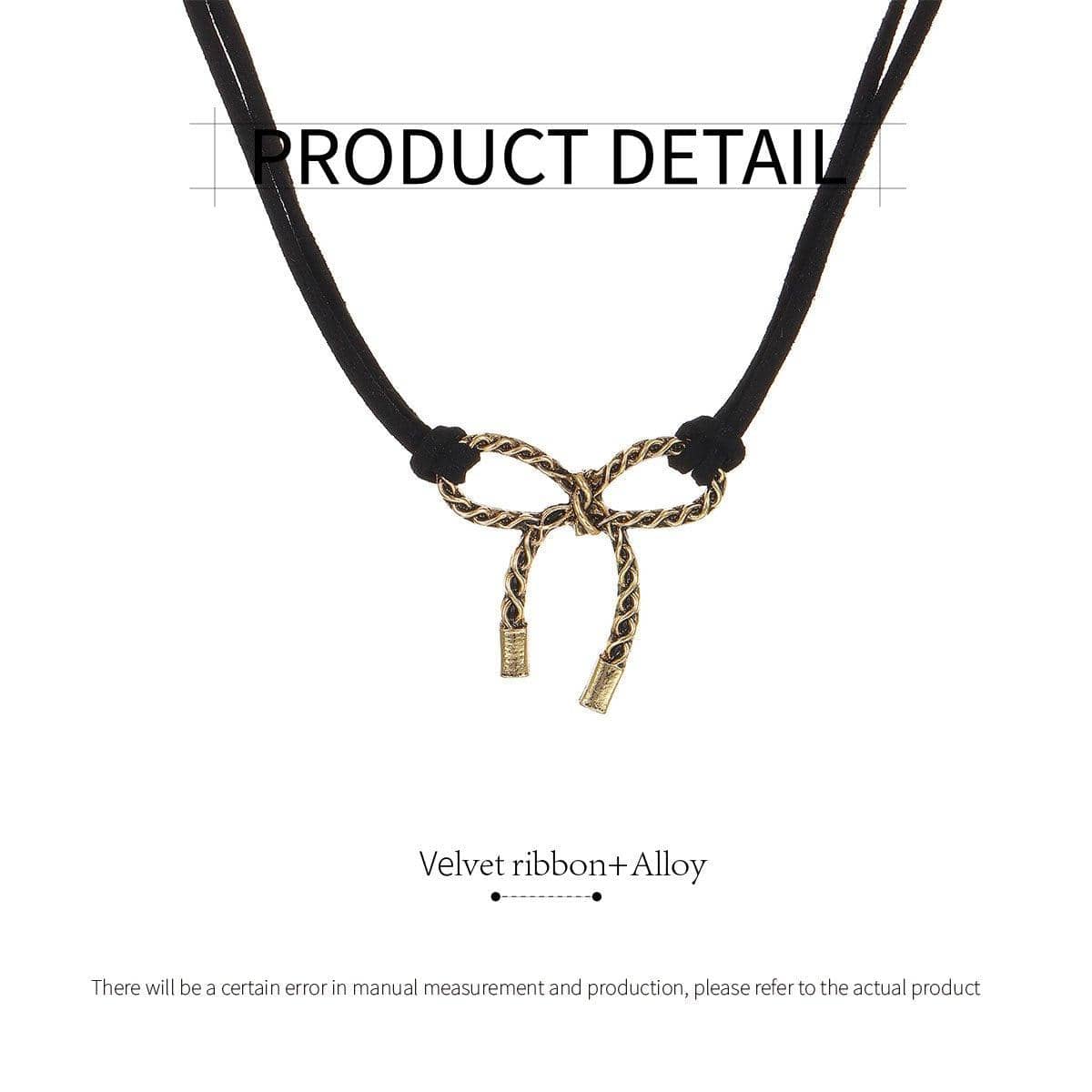Adjustable Black Bow Necklace for Women, Velvet Ribbon Pendant Gift - view 3