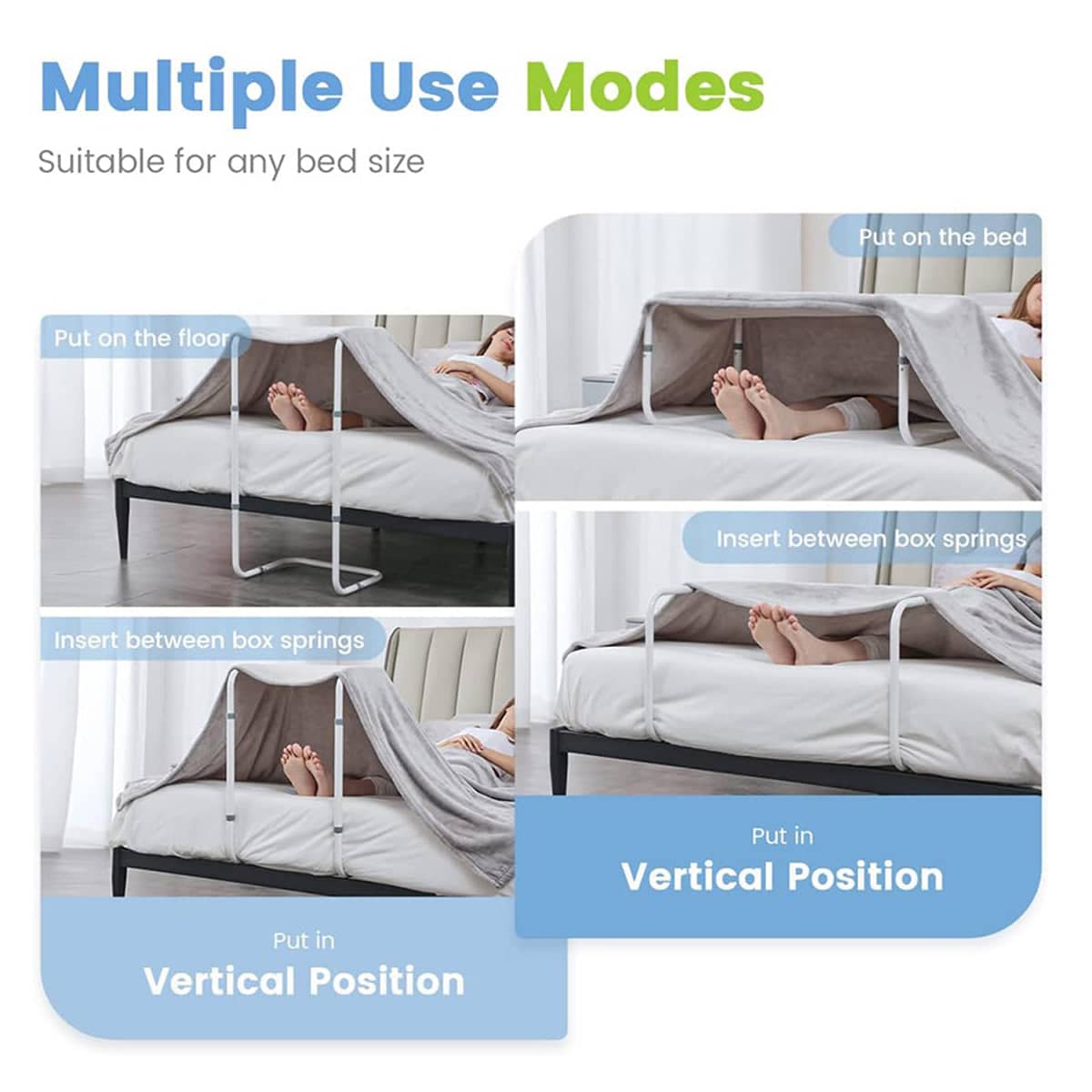 Adjustable Blanket Support Frame for Bed - White - view 4