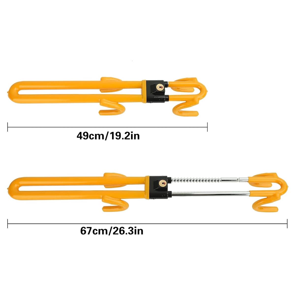 Adjustable Car Steering Wheel Lock Anti Theft Security Bar - Bright Yellow - view 3