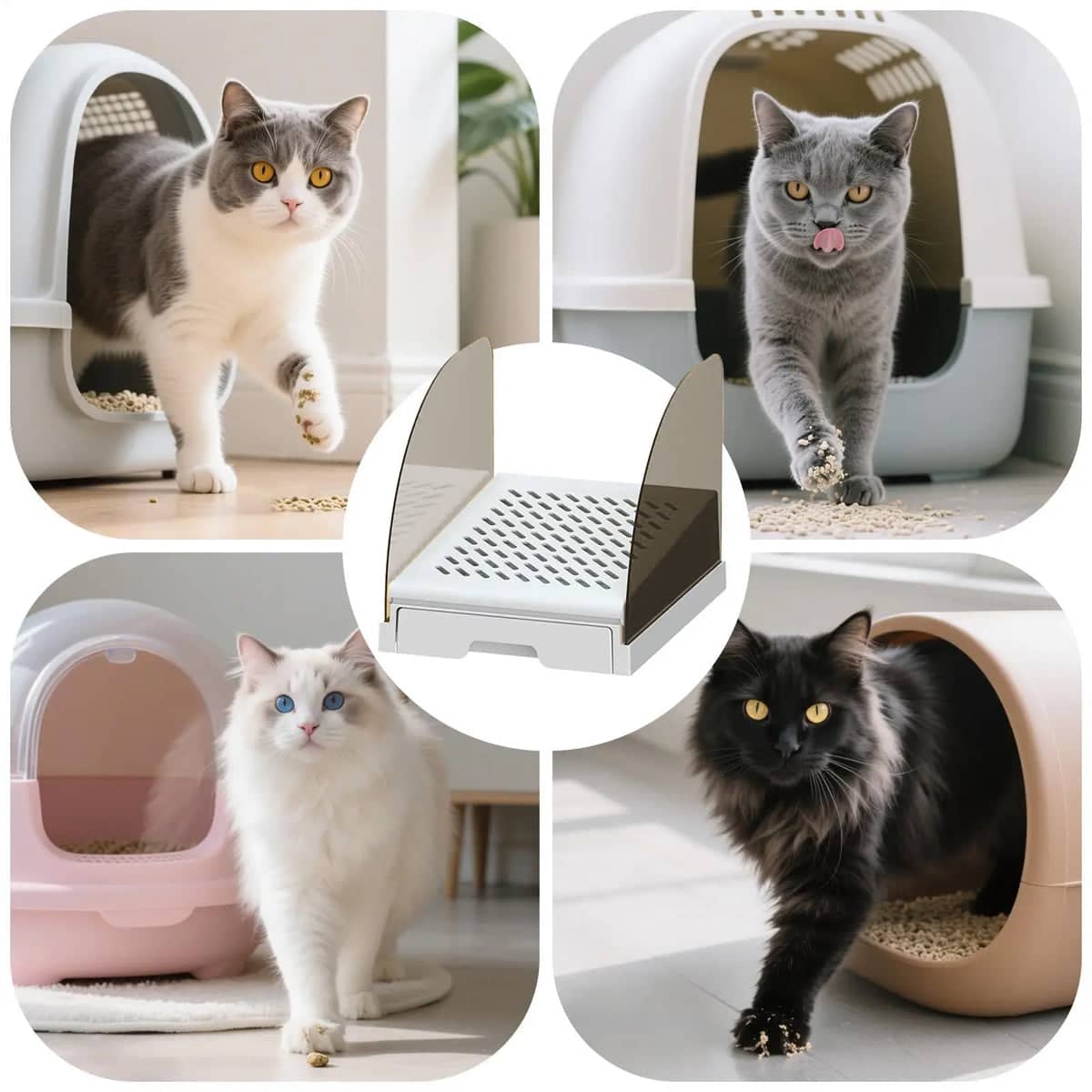 Adjustable Cat Litter Box Ramp Anti Tracking Non Slip - White - view 5