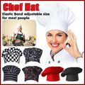 Adjustable Chef Hat with Elastic Band for Cooking and Catering - Black and White Check - view 2