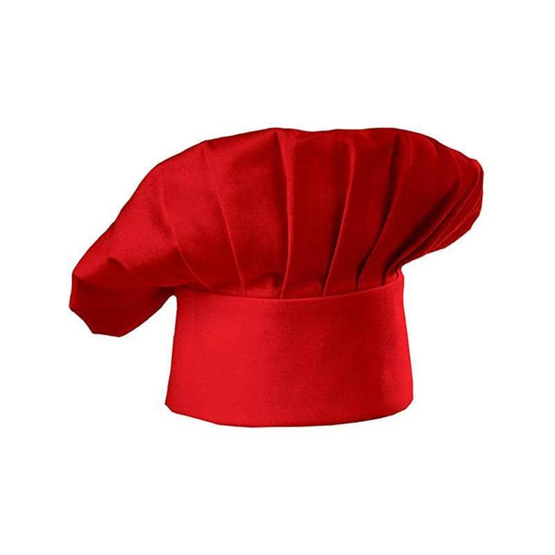 Adjustable Chef Hat with Elastic Band for Cooking and Catering - Red