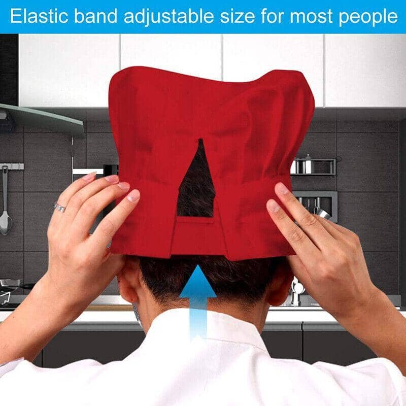 Adjustable Chef Hat with Elastic Band for Cooking and Catering - Red - view 4