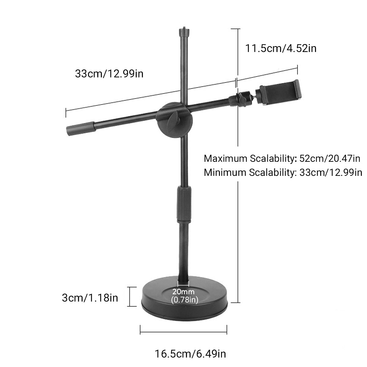 Adjustable Desktop Phone Stand with Rotating Overhead Arm for Live Streaming - view 3