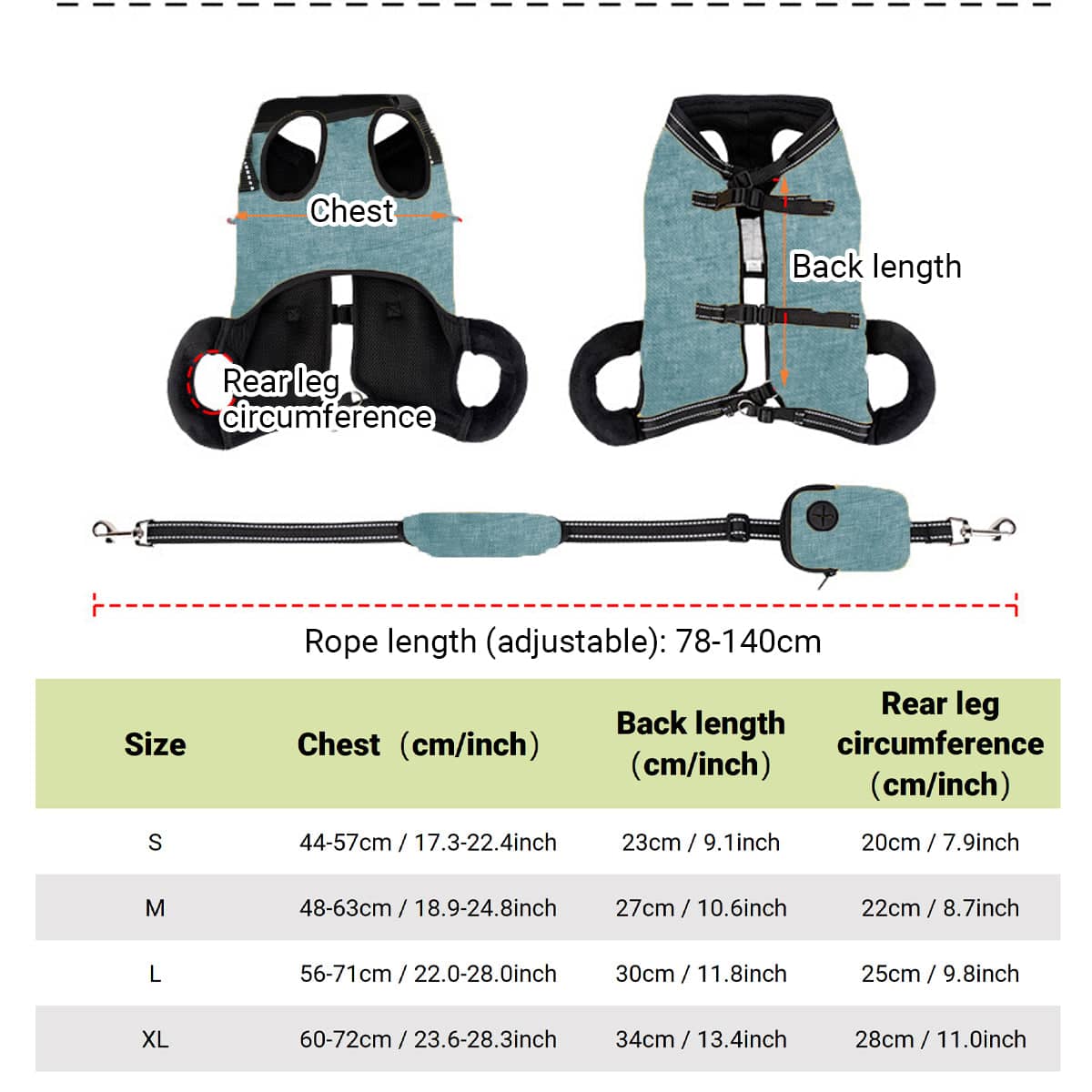 Adjustable Dog Harness with Reflective Strips and Hand Pad for Walking - Size XL (Chest 60 to 72 cm) - view 3