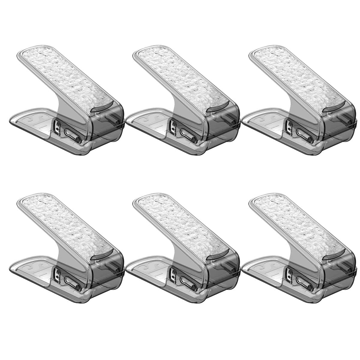 Adjustable Double Layer Shoe Rack Organisers, Pack of 6 - Grey