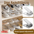 Adjustable Double Layer Shoe Rack Organisers, Pack of 6 - Grey - view 2