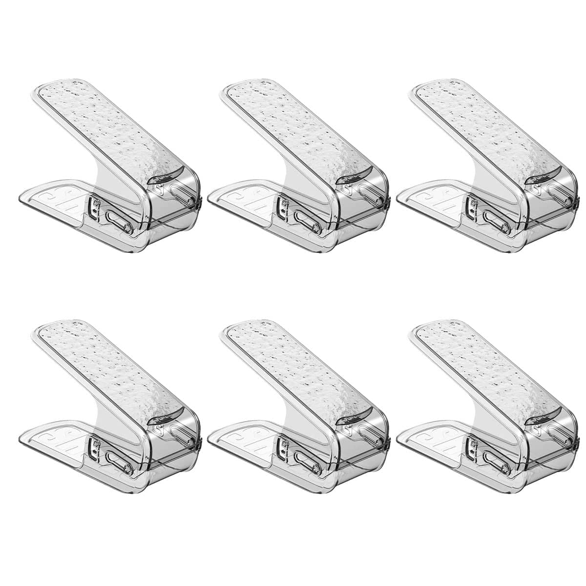 Adjustable Double Layer Shoe Rack Organisers, Pack of 6 - White