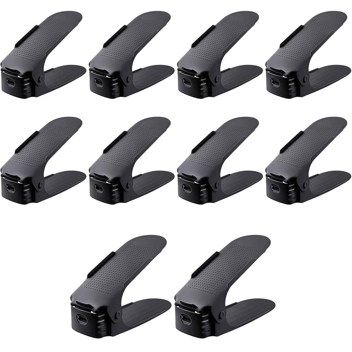 Adjustable Double Layer Shoe Racks, Pack of 10 - Black