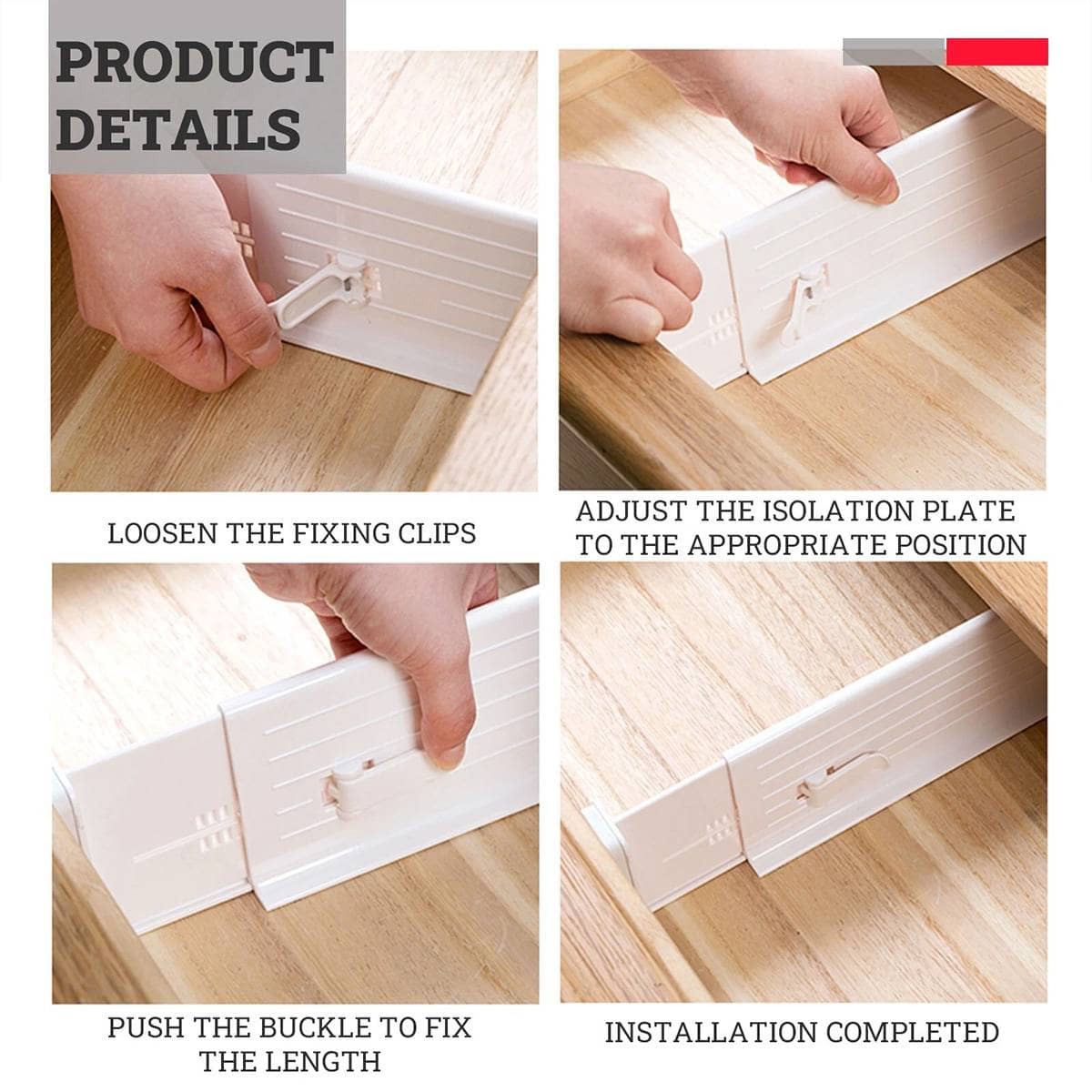 Adjustable Drawer Dividers 6 Pack White 27 to 47cm - view 4