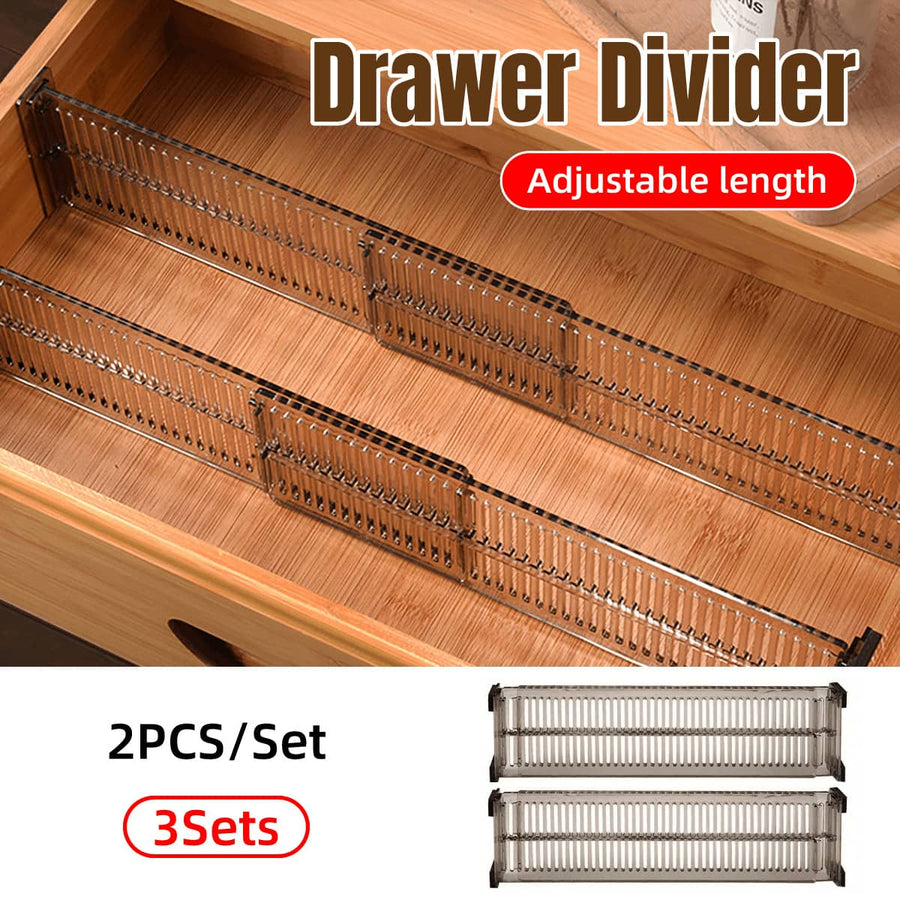 Adjustable Drawer Organiser Dividers, Pack of 6 for Kitchen, Office and Clothing