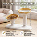 Adjustable Dual Height Pet Bowl Stand, Yellow and White