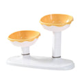 Adjustable Dual Height Pet Bowl Stand, Yellow and White - view 2