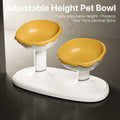 Adjustable Dual Height Pet Bowl Stand, Yellow and White - view 5