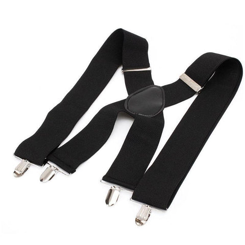 Adjustable Elastic Clip-On Suspenders, X-Back Braces - 35 mm Wide, 100 cm Long