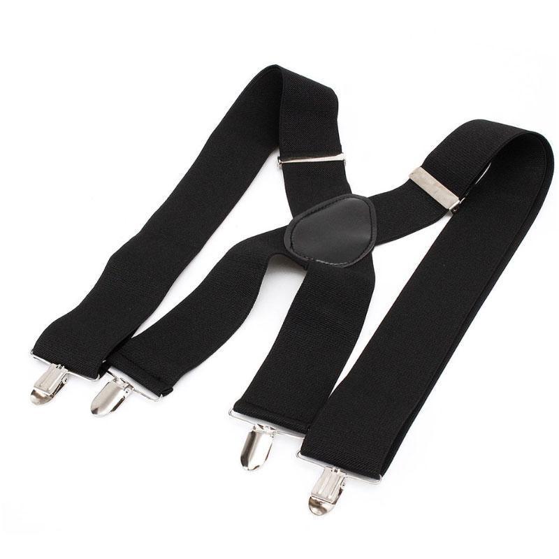 Adjustable Elastic Clip-On Suspenders, X-Back Braces - 35 mm Wide, 100 cm Long