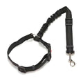 Adjustable Elastic Dog Car Seat Belt Tether with Clip - Black
