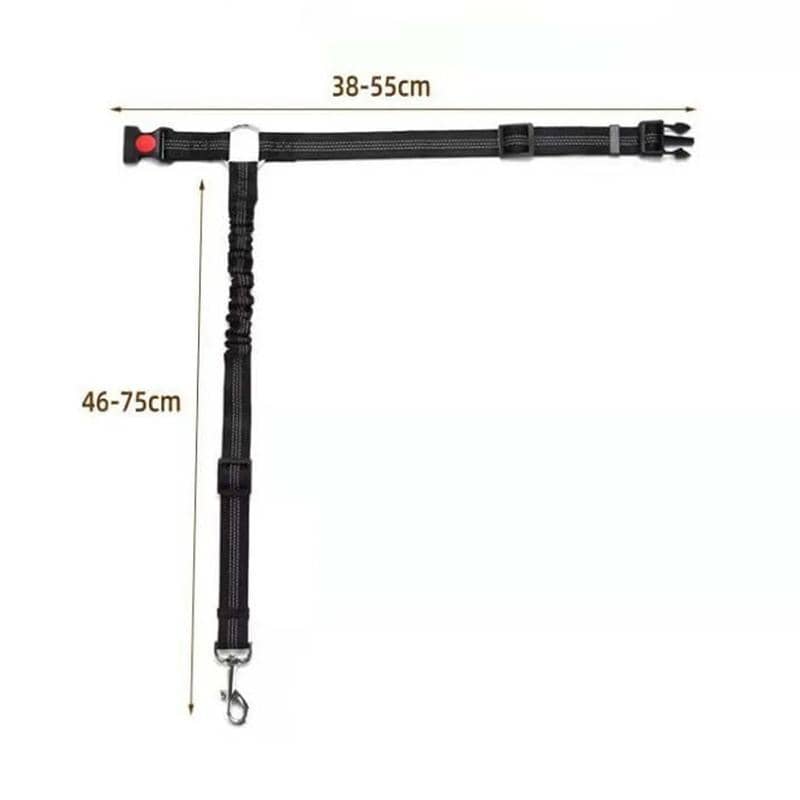 Adjustable Elastic Dog Car Seat Belt Tether with Clip - Black - view 4