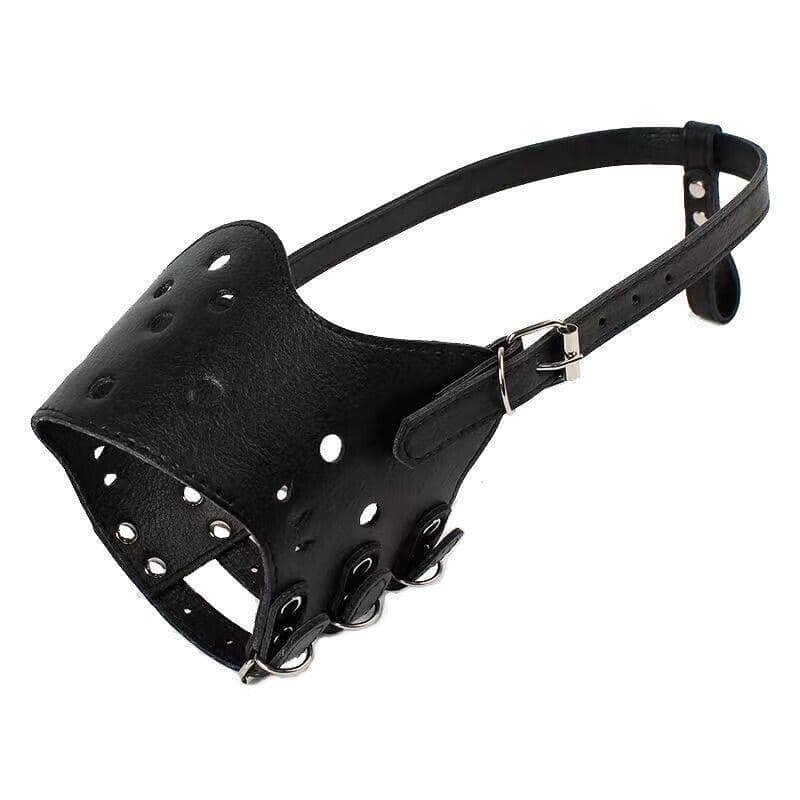 Adjustable Faux Leather Dog Muzzle - Black, Size L (Dog 22.5-37.5 kg)