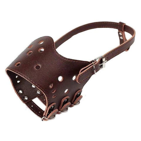 Adjustable Faux Leather Dog Muzzle - Brown, Size M (Snout 19-22cm)
