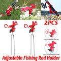 Adjustable Fishing Rod Holder Ground Support, Pack of 2 - Red