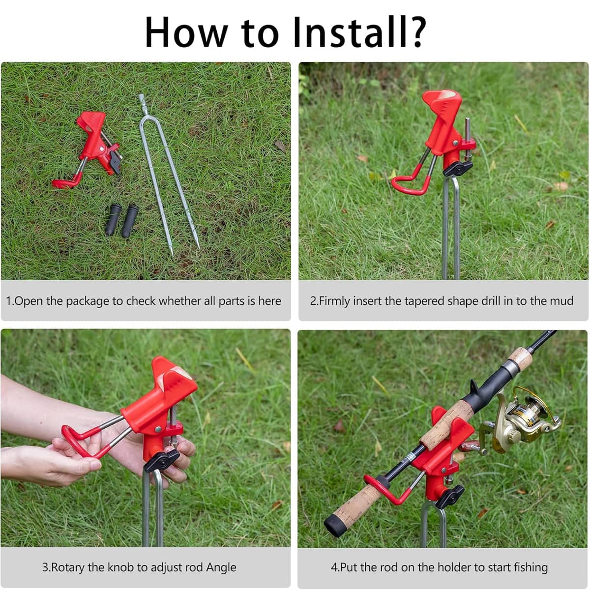 Adjustable Fishing Rod Holder Ground Support, Pack of 2 - Red - view 5