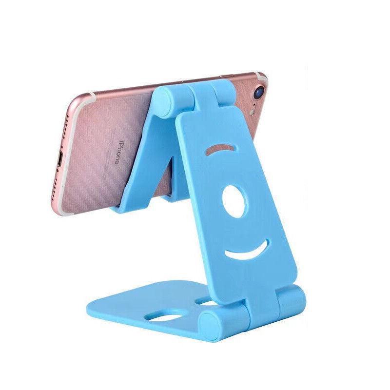 Adjustable Foldable Phone and Tablet Stand for Desk and Bed - Light Blue