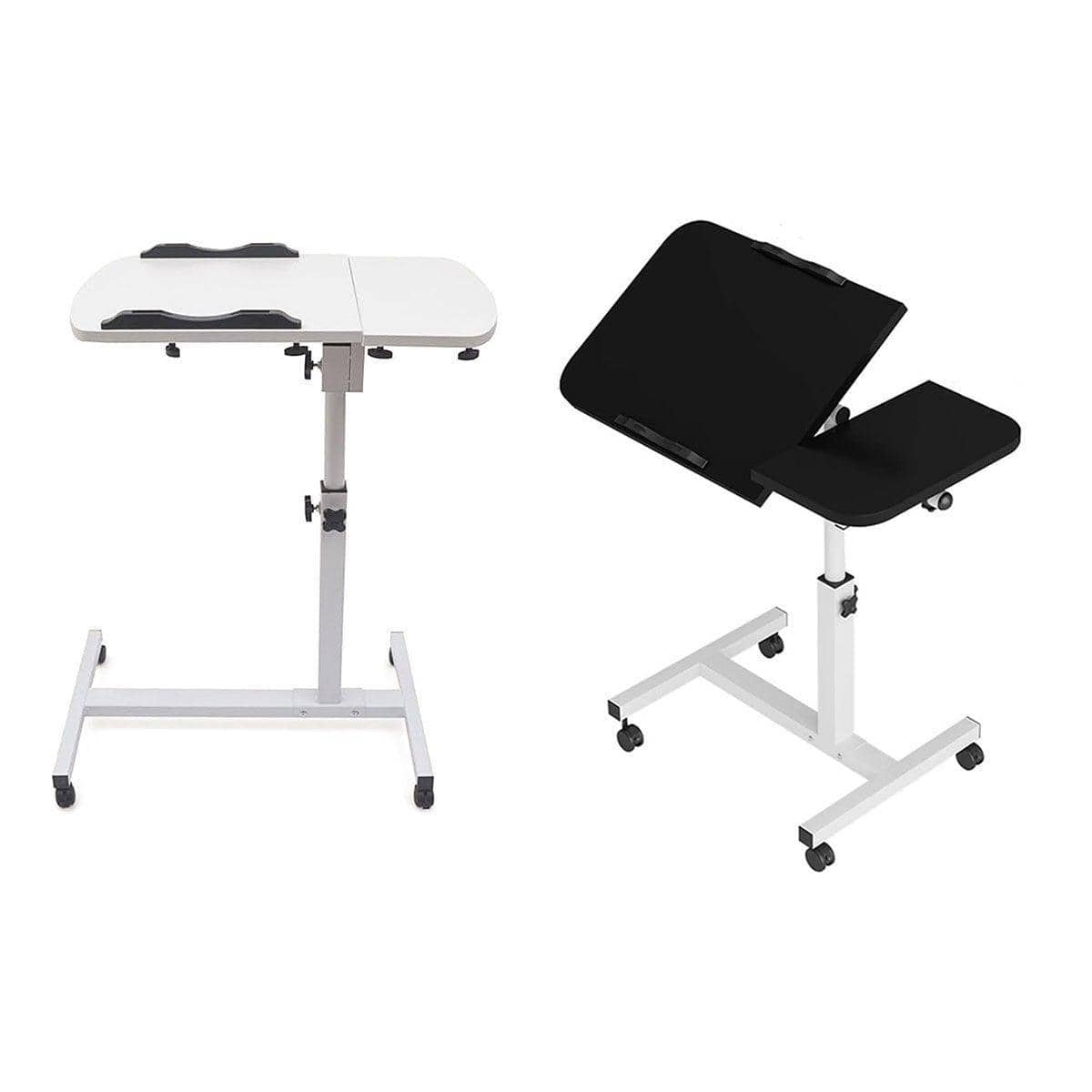 Adjustable Folding Computer Desk Stand with Wheels - Black - view 3
