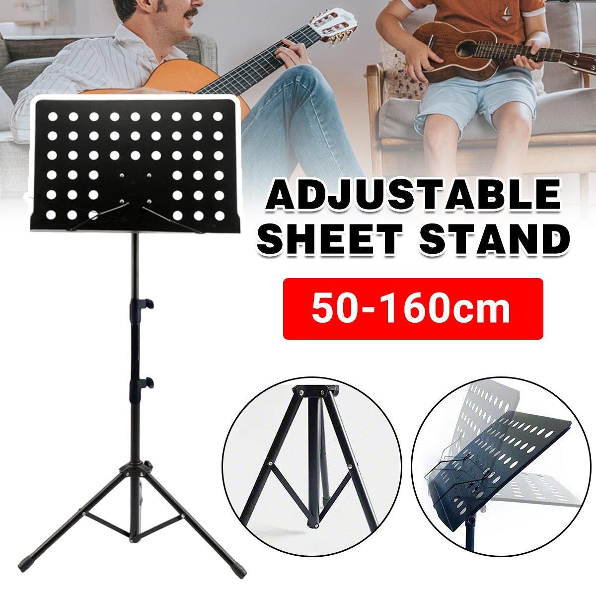 Adjustable Folding Music Stand with Large Sheet Holder - 50-160 cm