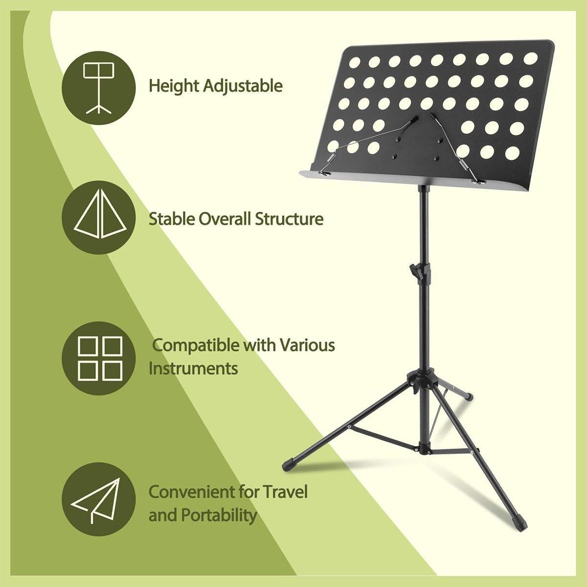 Adjustable Folding Music Stand with Large Sheet Holder - 50-160 cm - view 4