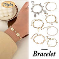 Adjustable Gold Charm Bracelet - Heart and Pearl Charms - view 2