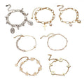Adjustable Gold Charm Bracelet - Heart and Pearl Charms - view 3