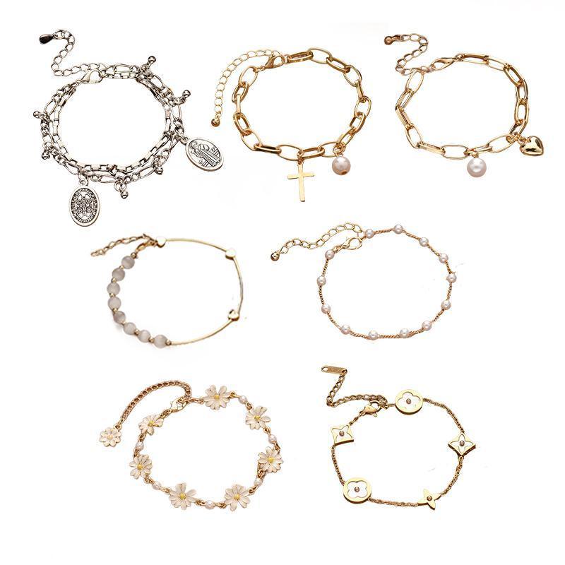 Adjustable Gold Charm Bracelet - Heart and Pearl Charms - view 3