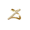 Adjustable Gold Ring for Women - Diagonal Bar with Clear Stones