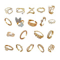 Adjustable Gold Ring for Women - Open Square Frame with Pearl-Style Bead - view 3