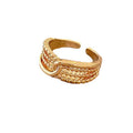 Adjustable Gold Ring for Women - Triple Beaded Band