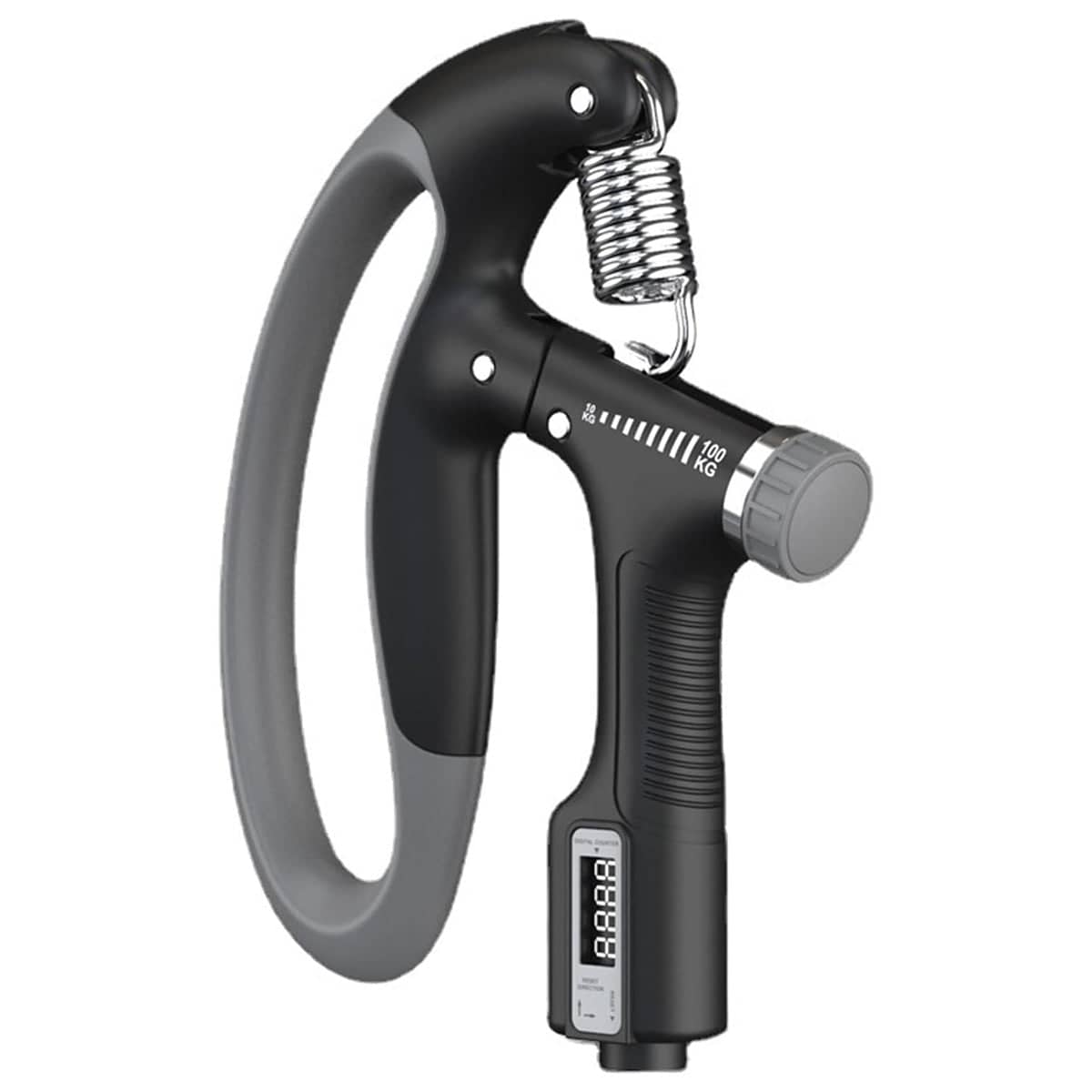 Adjustable Hand Grip Strength Trainer with LCD Counter for Gym and Home - Black