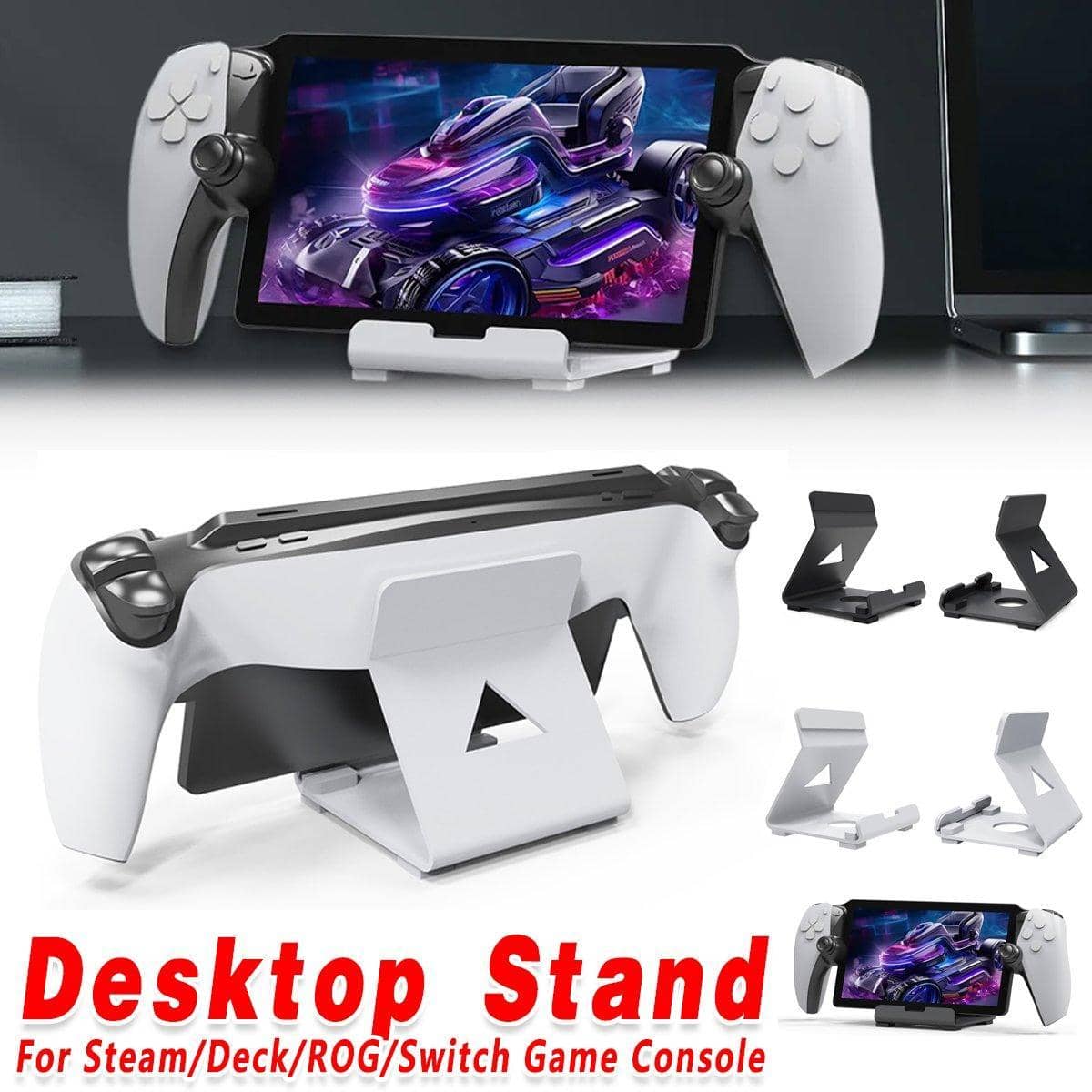 Adjustable Handheld Console Desktop Stand, Non-Slip Metal Dock - Black - view 2