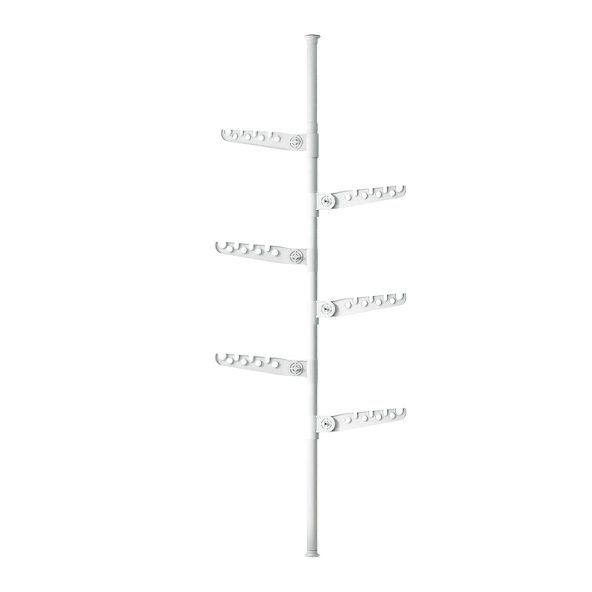 Adjustable Height 1.1 to 3.1 m Standing Clothes Rack with Rotating Brackets - White