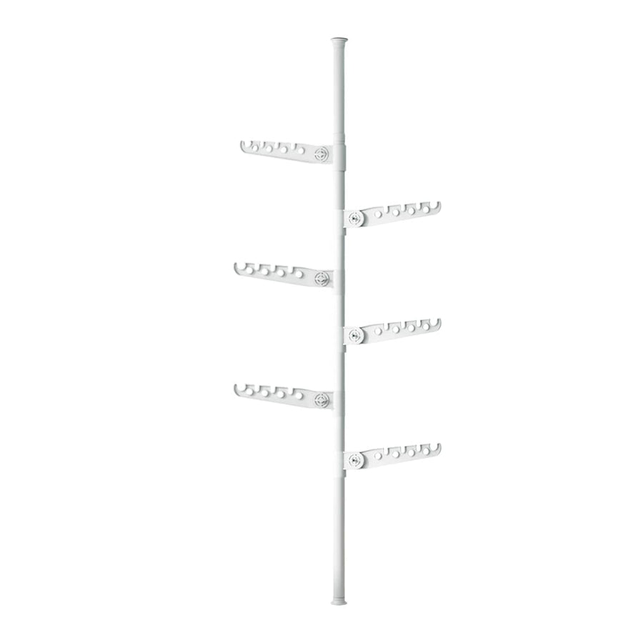 Adjustable Height 1.1 to 3.1 m Standing Clothes Rack with Rotating Brackets - White