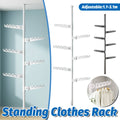 Adjustable Height 1.1 to 3.1 m Standing Clothes Rack with Rotating Brackets - White - view 2