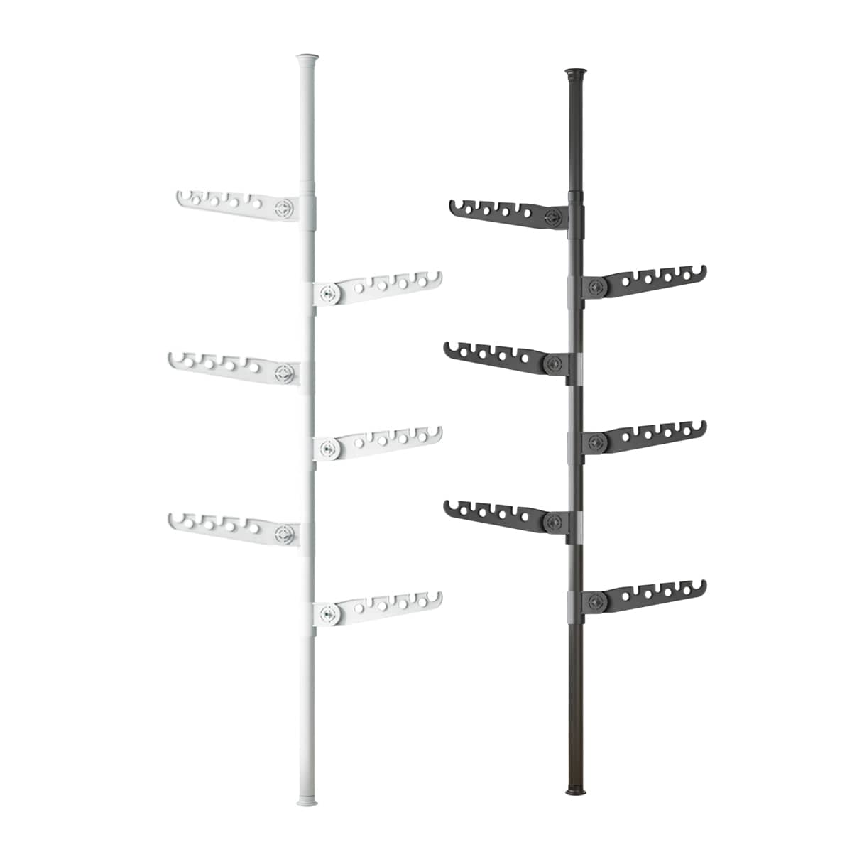 Adjustable Height 1.1 to 3.1 m Standing Clothes Rack with Rotating Brackets - White - view 3