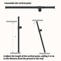 Adjustable Height 1.1 to 3.1 m Standing Clothes Rack with Rotating Brackets - White - view 5