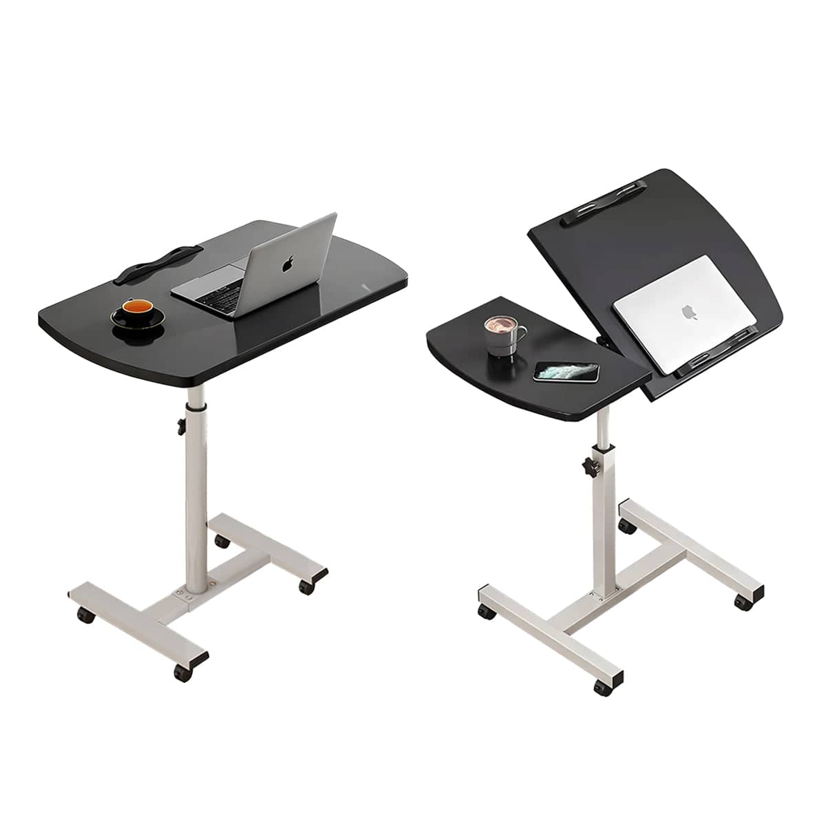 Adjustable Height Bedside Laptop Desk, One-Piece Top - Foldable on Wheels - view 3