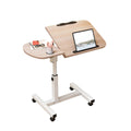 Adjustable Height Laptop Desk with Wheels and Tilting Top - Light Wood