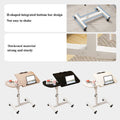 Adjustable Height Laptop Desk with Wheels and Tilting Top - Light Wood - view 5