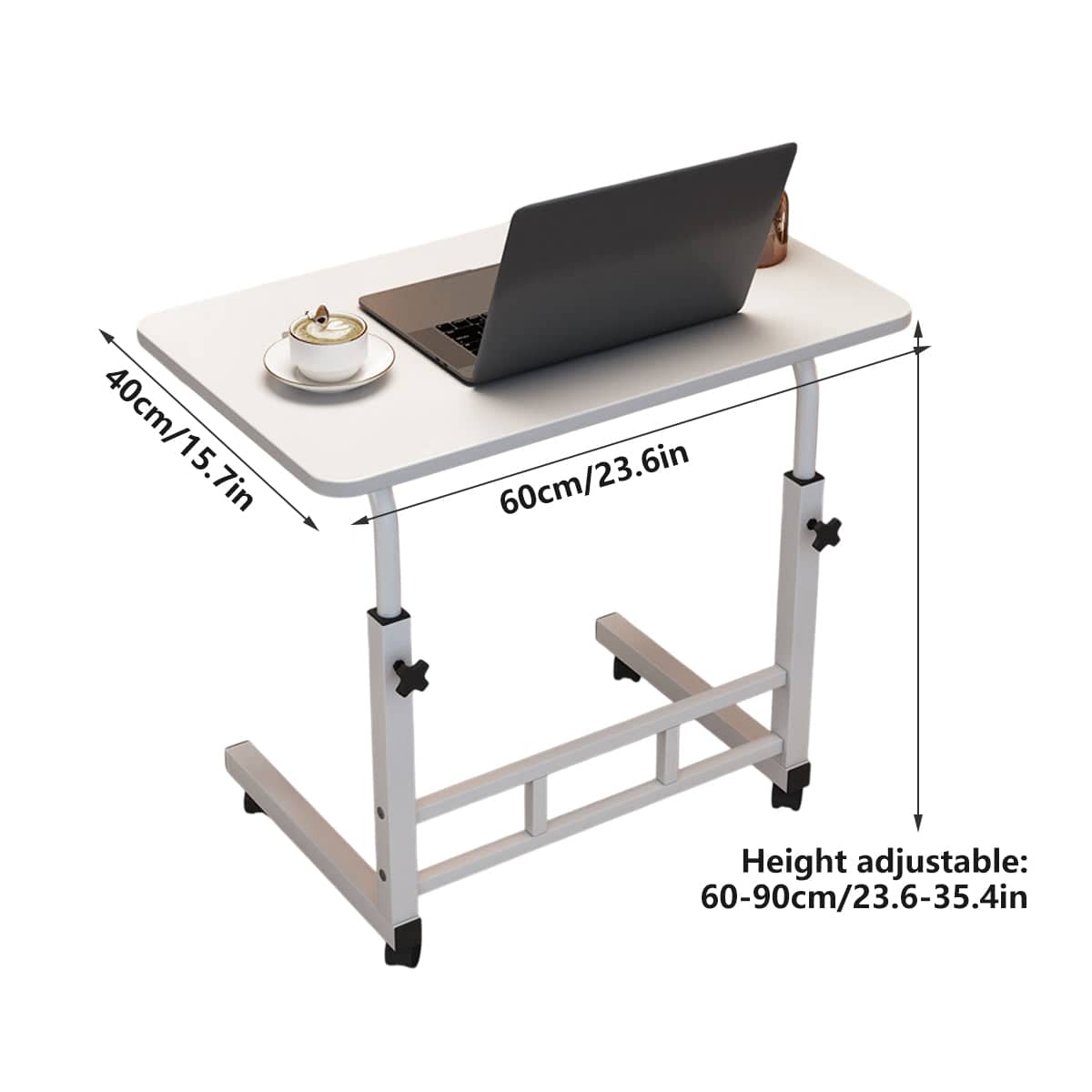 Adjustable Height Mobile Laptop Desk Side Table 60 to 90 cm with Wheels - view 3