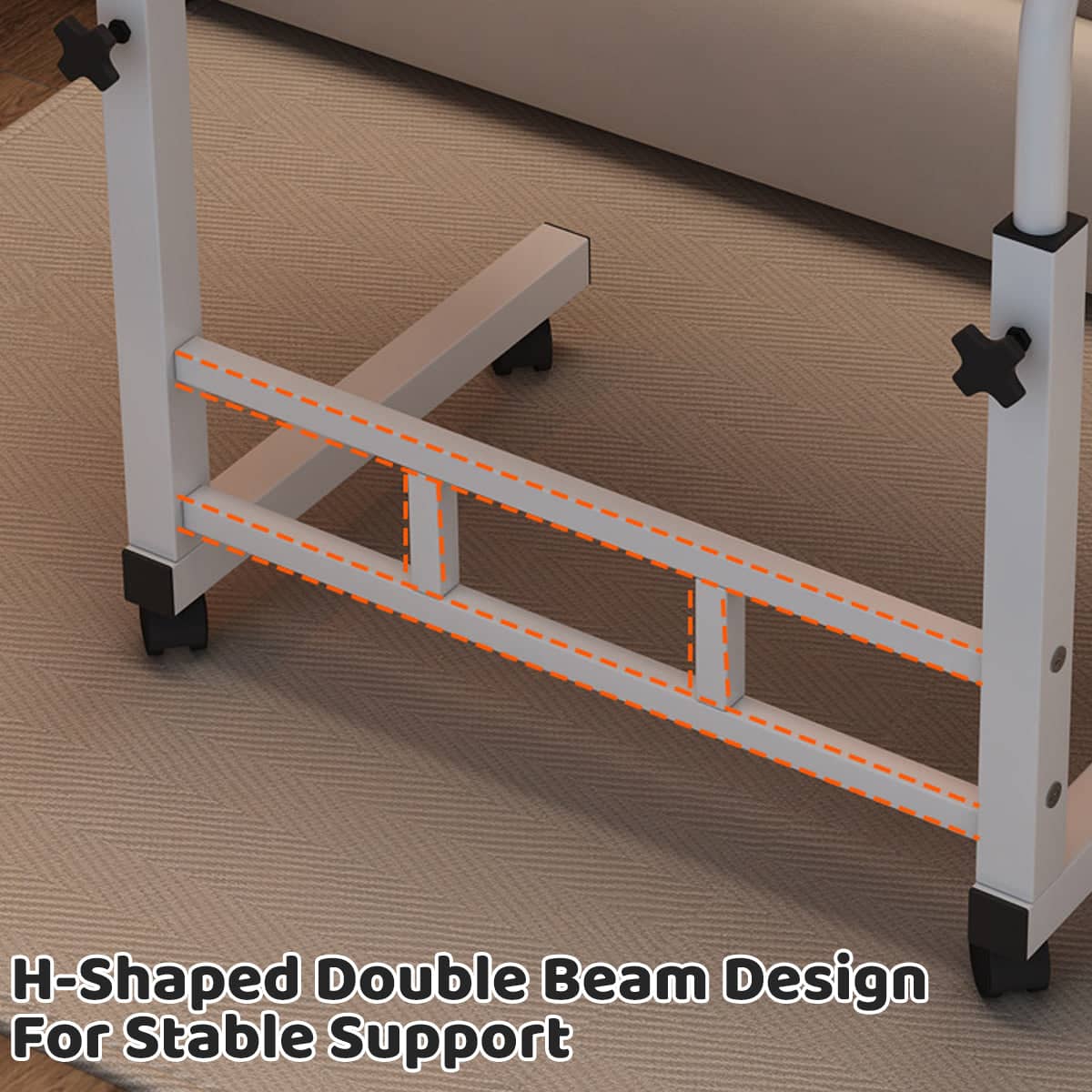 Adjustable Height Mobile Laptop Desk Side Table 60 to 90 cm with Wheels - view 4