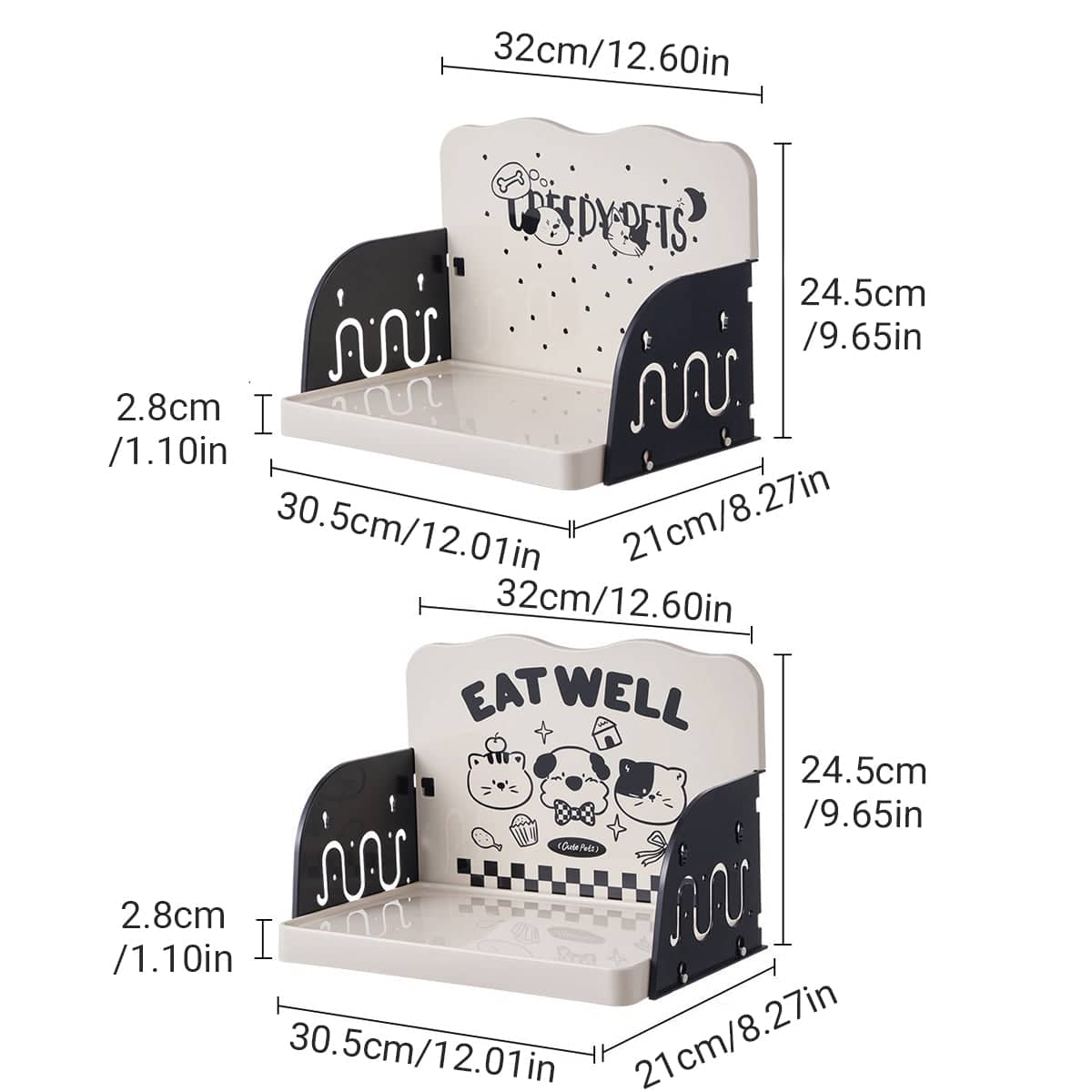 Adjustable Height Pet Feeding Station with Splash Guard for Dogs and Cats - Polka Dot Design - view 4